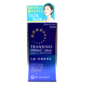 트란시노 화이트C 클리어 120정 (몸 안쪽부터 기미 주근깨를 옅게 하는 효과, 얼굴뿐 아니라 전신에 작용)