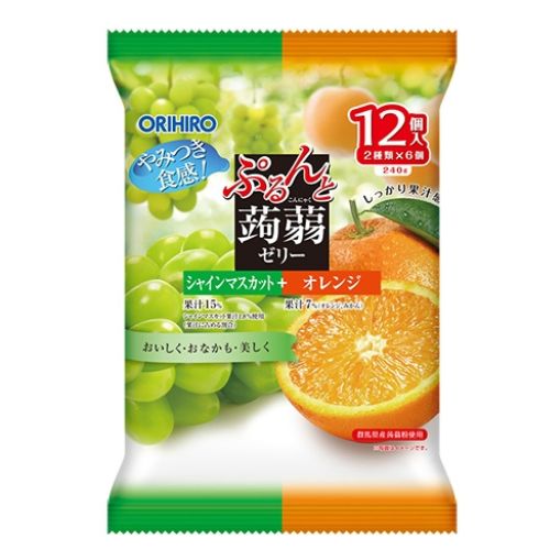 오리히로 곤약젤리 파우치 청포도맛 & 오렌지맛 12개입
