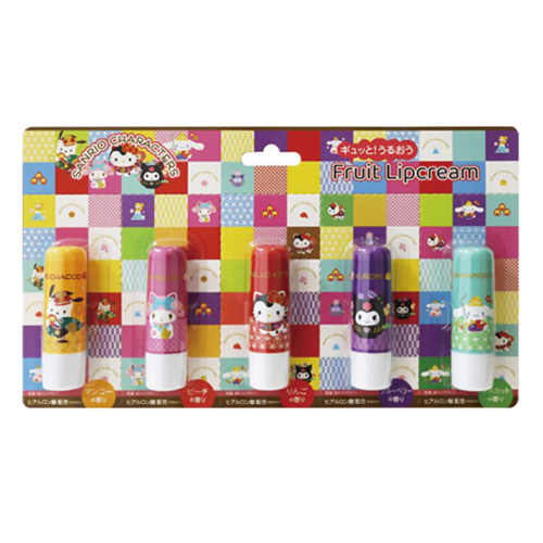 【3개 세트】산리오 캐릭터즈 과일 립크림 와가라 3.5gx5개입 (1개당 12,360원)