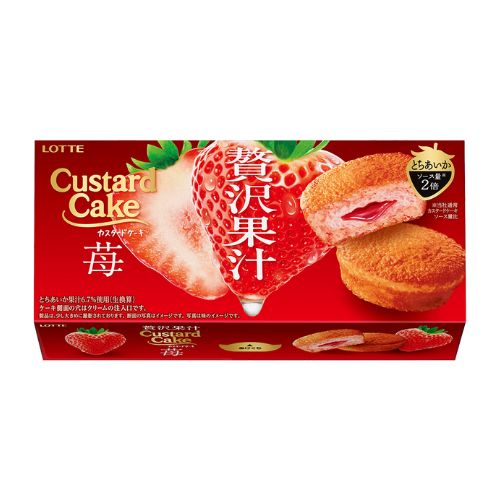 【3개 세트】[계절한정] 롯데제과 커스터드 케이크 진한 과즙 딸기 맛 6봉입 (1개당 4,736원)