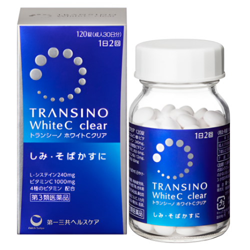 트란시노 화이트C 클리어 120정 (몸 안쪽부터 기미 주근깨를 옅게 하는 효과, 얼굴뿐 아니라 전신에 작용)