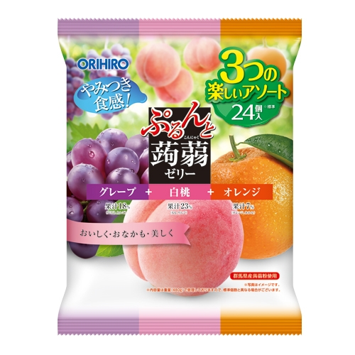 오리히로 곤약젤리 파우치형 대용량 백도&오렌지&포도 24개입